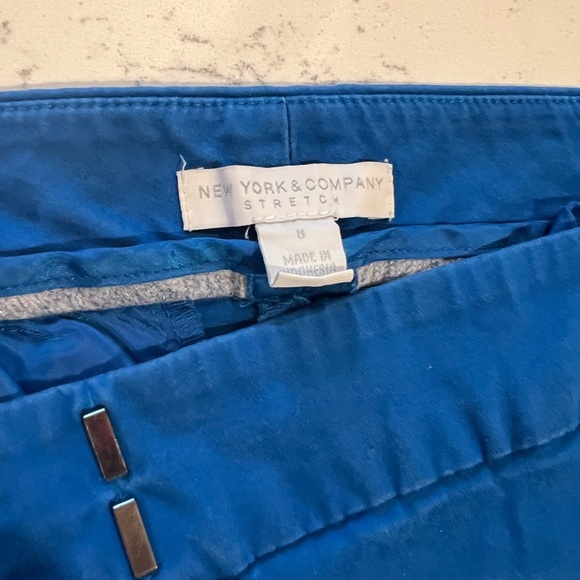 New York & Company Royal Cobalt Blue Stretch Ankle Career Office Pants Size 8 - Picture 4 of 11